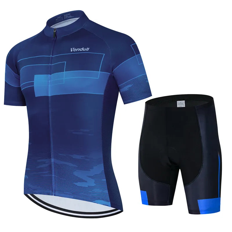 Cycling Jersey Set Men Short Sleeved Suit Outdoor Sport Bicycle Wear Clothing Breathable Bike Clothes MTB Cycling Bib Shorts Set-WAYBIKER