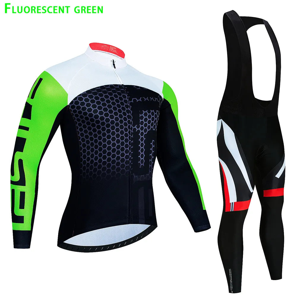 New Long Sleeve Cycling Jerseys Set Spring MTB Bicycle Clothes Ropa Maillot Ciclismo Bike Wear Bicycle Clothing Cycling Suit-WAYBIKER