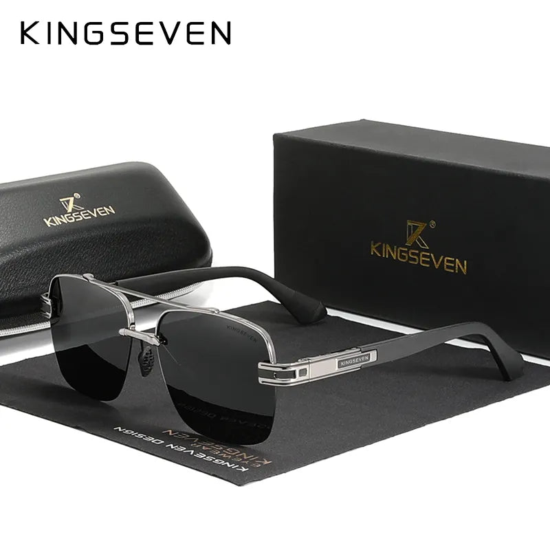 KINGSEVEN 2023 New Design Sunglasses For Men Polarized Gradient Sun glasses Women Men Semi-Rimless Square Retro Eyewear-WAYBIKER