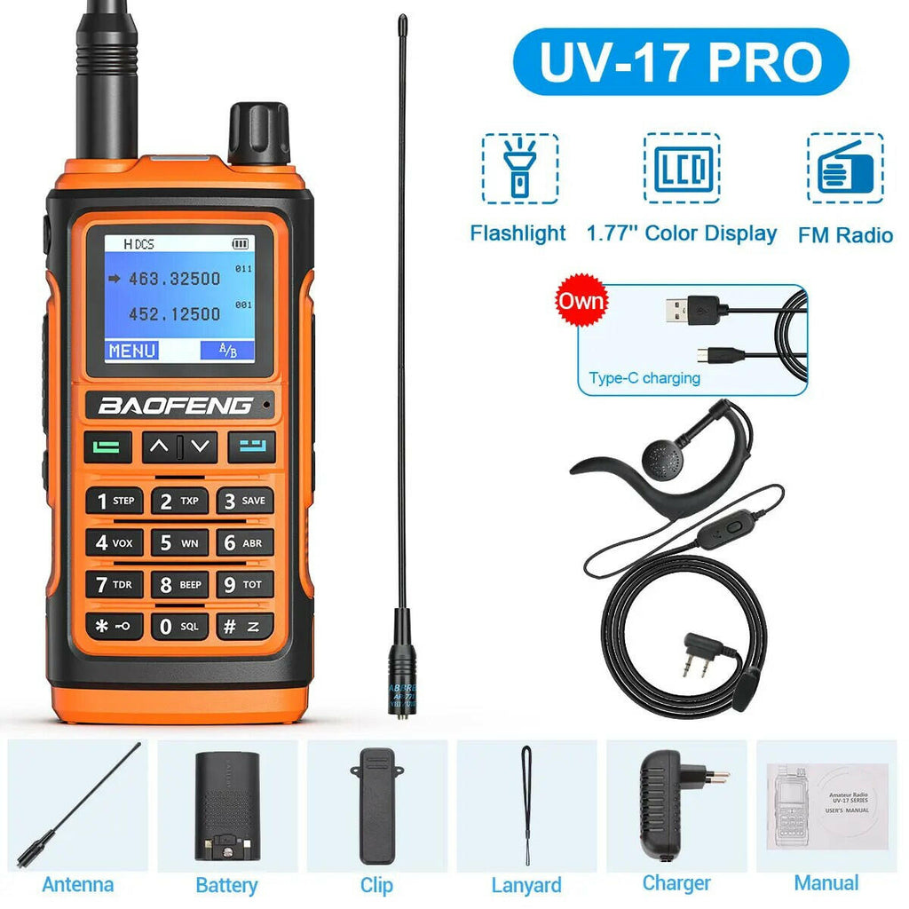 BaoFeng UV-17 Pro V2 Walkie Talkie Wireless Copy Frequency 16 KM Long Range Waterproof Poweful Two Way Radio UV-5R S22 Ham Radio-WAYBIKER