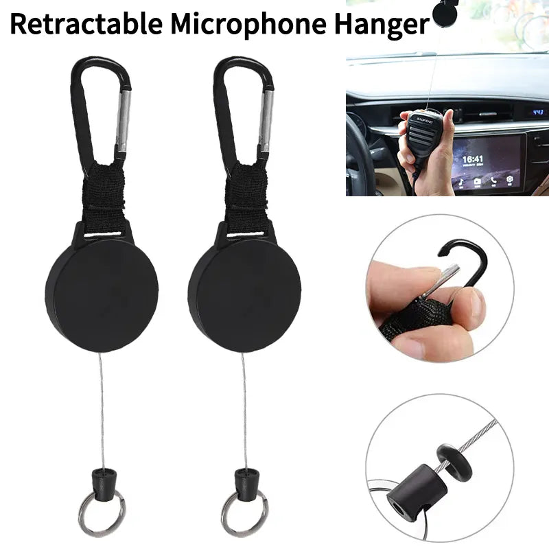 2PCS Car Platform CB Radio Retractable Tether Heavy Duty Retractable CB Radio Microphone Hanger for Baofeng Wouxun-WAYBIKER