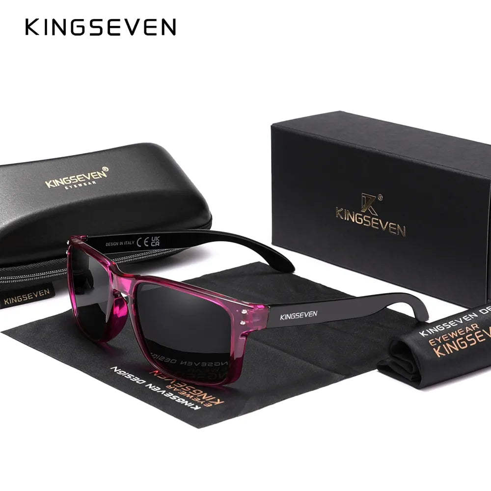 KINGSEVEN Brand Square Retro TR90 Polarized Sunglasses Women Men Carbon Fiber Pattern Design Outdoor Sports Eyewear