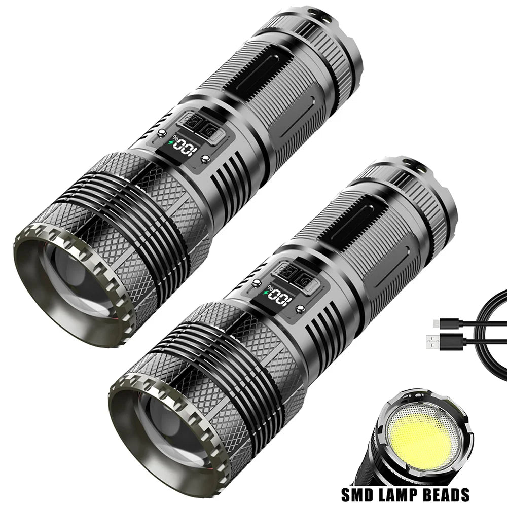 High Power White laser Led Flashlights Tactical 7800mah 18650 Built-in Battery Light Emergency Spotlights 9km Holiday Gifts