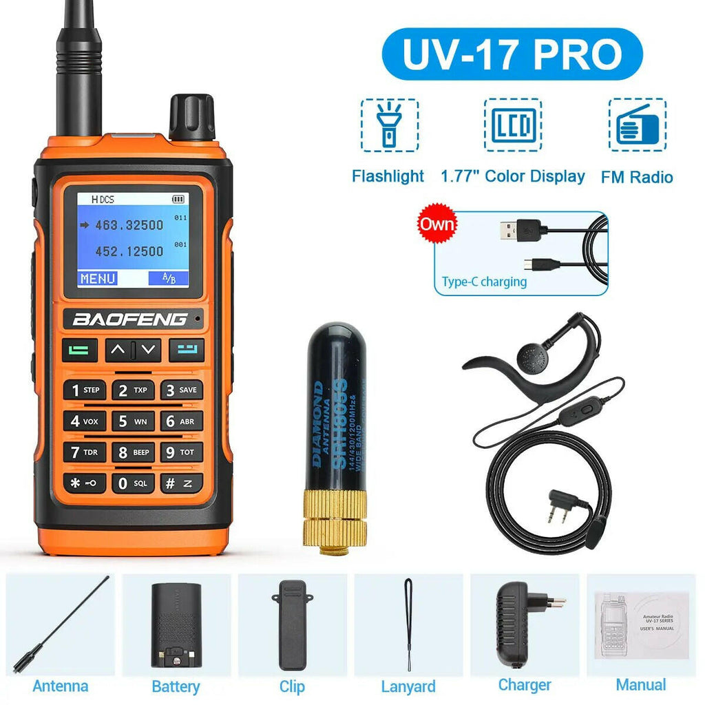 BaoFeng UV-17 Pro V2 Walkie Talkie Wireless Copy Frequency 16 KM Long Range Waterproof Poweful Two Way Radio UV-5R S22 Ham Radio-WAYBIKER