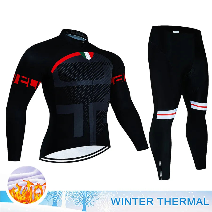 Winter Thermal Fleece Cycling Jersey Mtb Male Clothing Sports Set Complete 2023 Road Bike Men's Man Team Sportswear Bycicle Suit-WAYBIKER