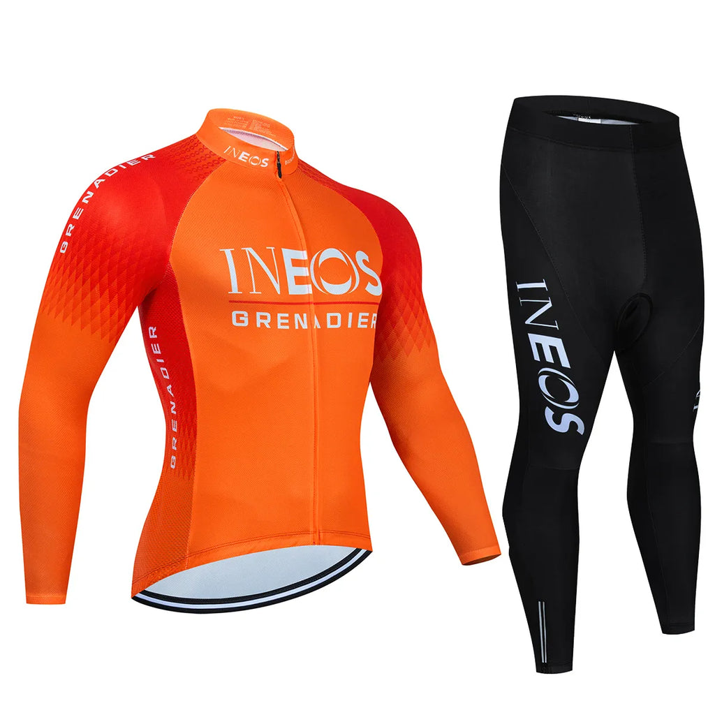 INEOS Autumn Long Set Sports Sets for Men Road Bike Jersey Bib Short Cycling Men's Uniform Man Clothes Bicycles Pro Suit Mens-WAYBIKER