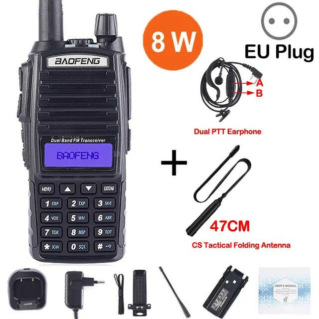 Baofeng Real 8W Portable Radio Walkie Talkie UV-82 Dual PTT Two-way Radio Vhf Uhf Amateur Radio Receiver UV82 Better than UV5R-WAYBIKER