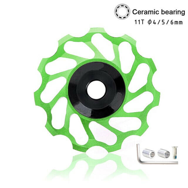 MTB Bicycle Rear Derailleur Jockey Wheel 11T Ceramic Bearing Pulley CNC Road Bike Guide Roller Idler With Pulley Screw 4/5/6mm-WAYBIKER