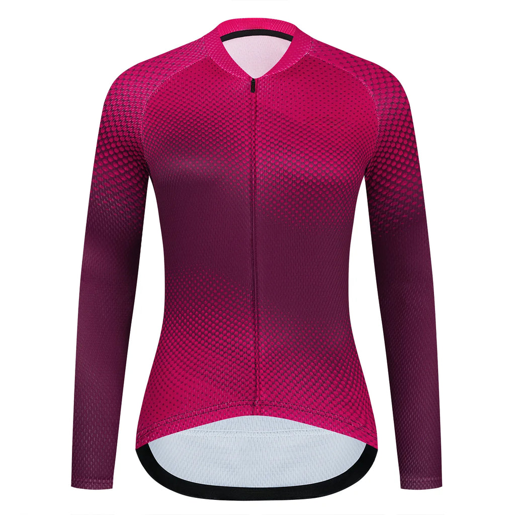 Cycling Jersey Women Bike Shirts Top Breathable Quick Dry Pink Summer Long Sleeve Sport Cycle Bicycle Clothing-WAYBIKER