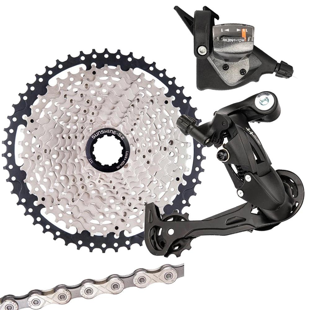 SUNSHINE MTB 11 Speed Groupset Bicycle K7 Cassette HG Hub Gear 11V Chain 1X11S Mountain Bike Shifter Rear Derailleur Long Cage