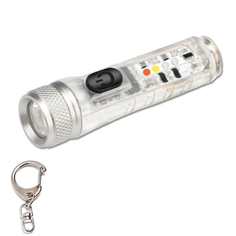 Mini Keychain Flashlight LED Rechargeable Torch Portable Magnetic USB Charging Flashlight High Power Camping Long Range Lantern-WAYBIKER