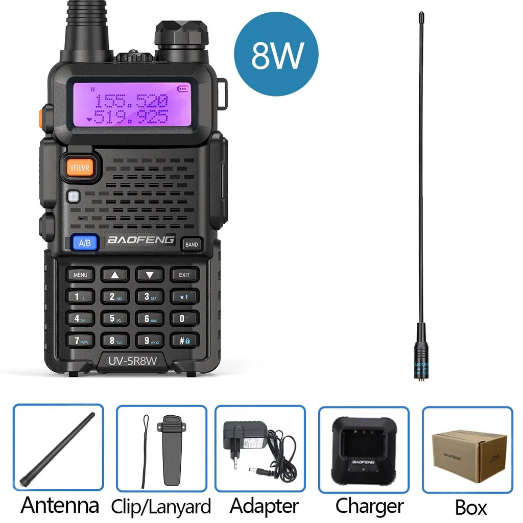 Baofeng Walkie Talkie UV 5R 5W 8W Dual Band Ham Two Way Radio Vhf Uhf FM Radio Handheld Transceiver Hunting 16KM-WAYBIKER