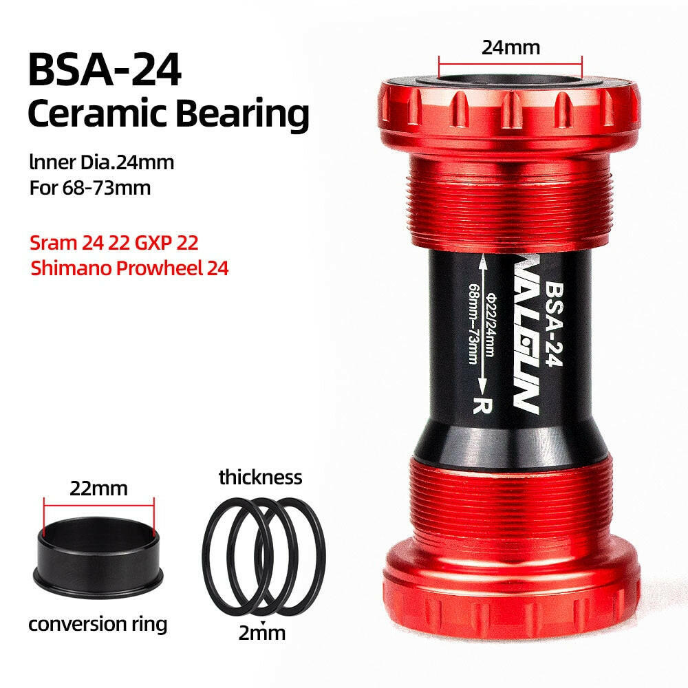 Walgun Bicycle Bottom Bracket BSA Thread Kit Road MTB Bike Frame 68/73 for Axis 24/22 and 29/30mm for Shimano SRAM GXP Crankset