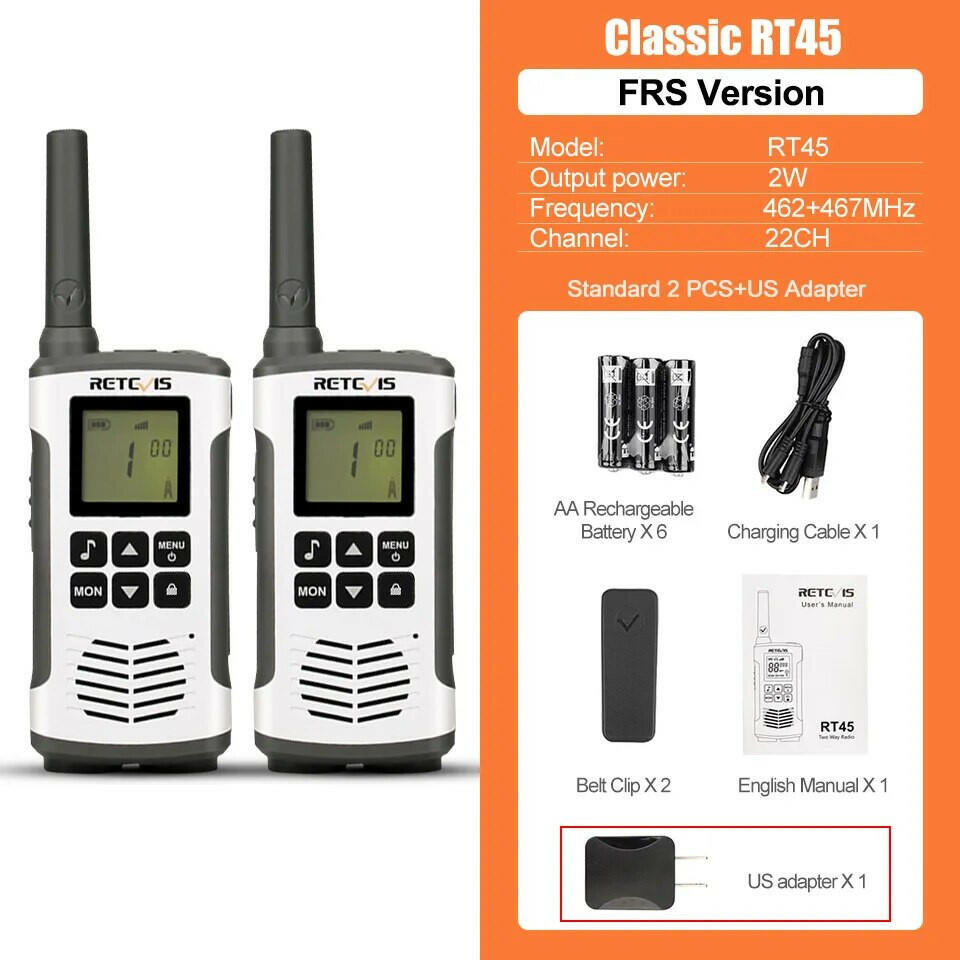 Retevis Walkie Talkie 2 pcs USB Charge LED Flashlight Room Monitor Two-way Radio Receiver RT45 PMR446 for Motorola Walkie-Talkie-WAYBIKER