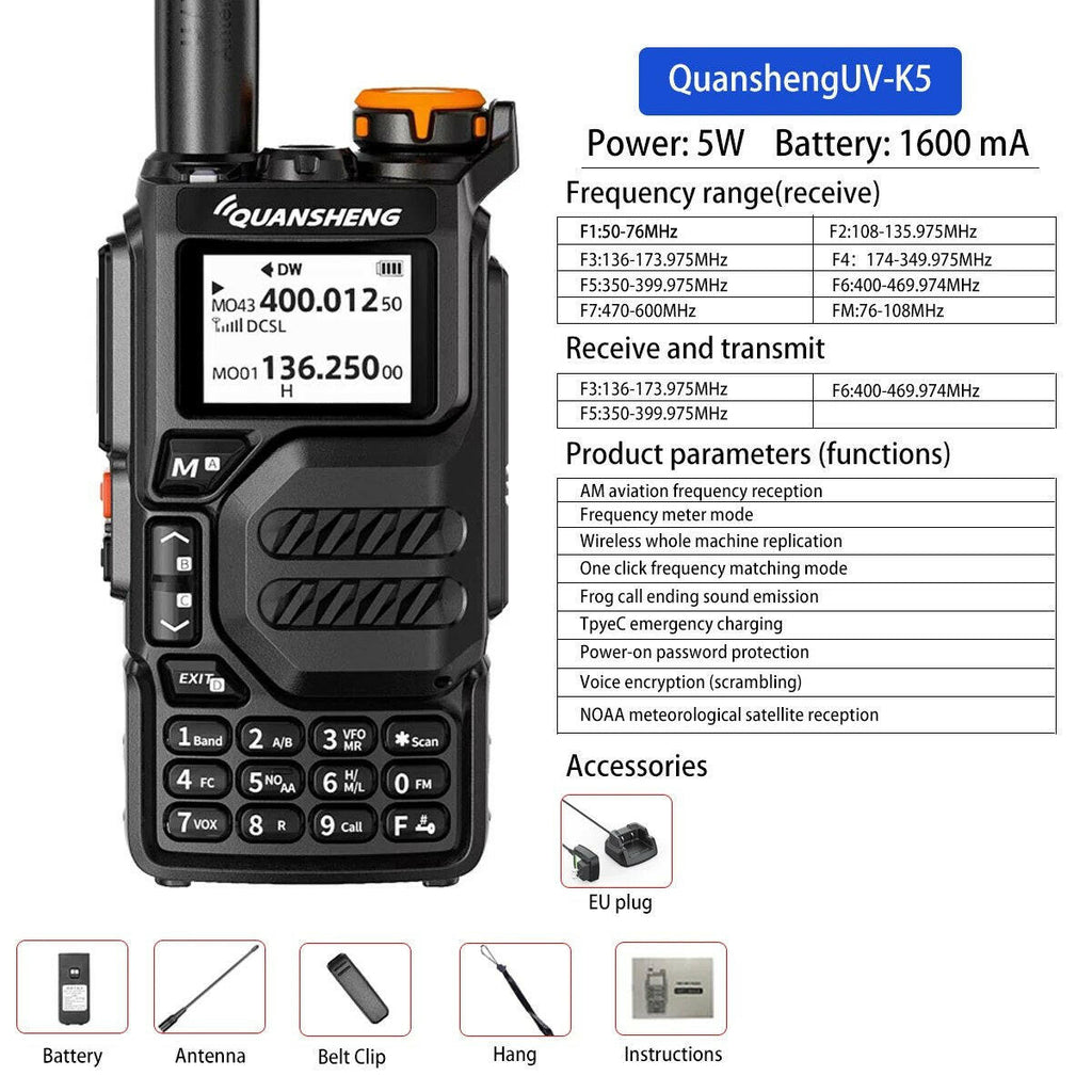 Quansheng UVK5 walkie-talkie long-distance professional civil outdoor go on road trip UV multi-frequency full-length hand-held a-WAYBIKER