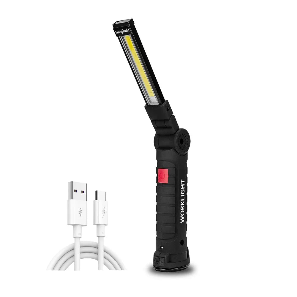 Rechargeable Camping LED Flashlight Work Light with Magnet and Hook IP64 Waterproof 5 Lighting Modes Suitable for Night Work-WAYBIKER