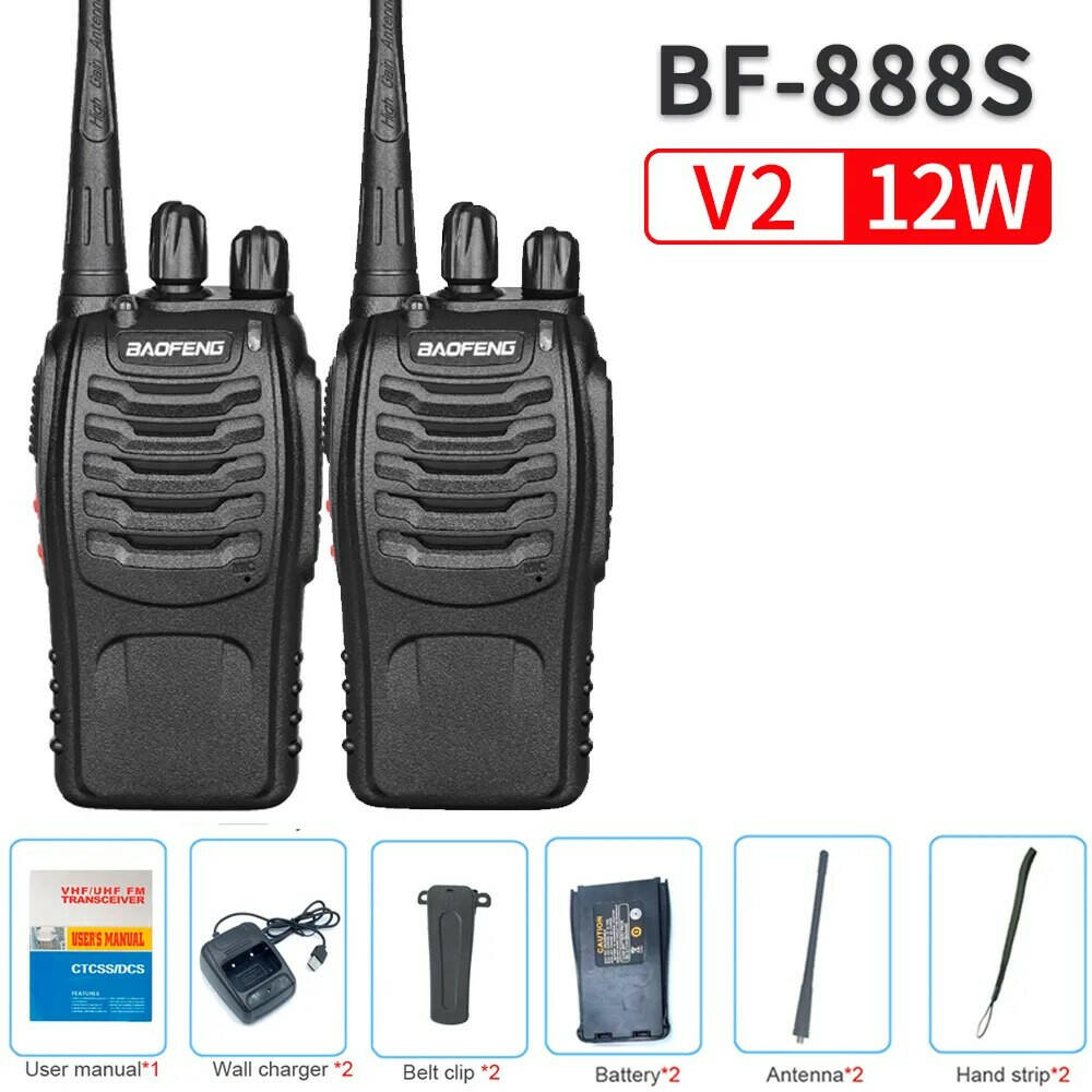 2023 Original 5/12W 2/4PCS Baofeng BF-888S Walkie Talkie UHF 400-470MHz BF 888S Cheap Two Way ham Radios Transceiver USB Plug-WAYBIKER