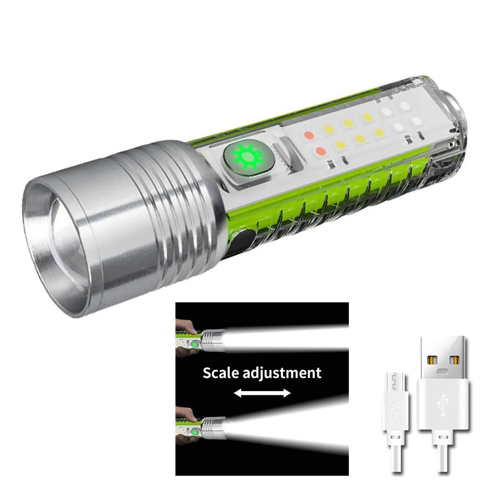 MINI Keychain Flashlight USB C Rechargeable LED Lampwith Magnet Camping UV Light Multifunction Portable Lights-WAYBIKER