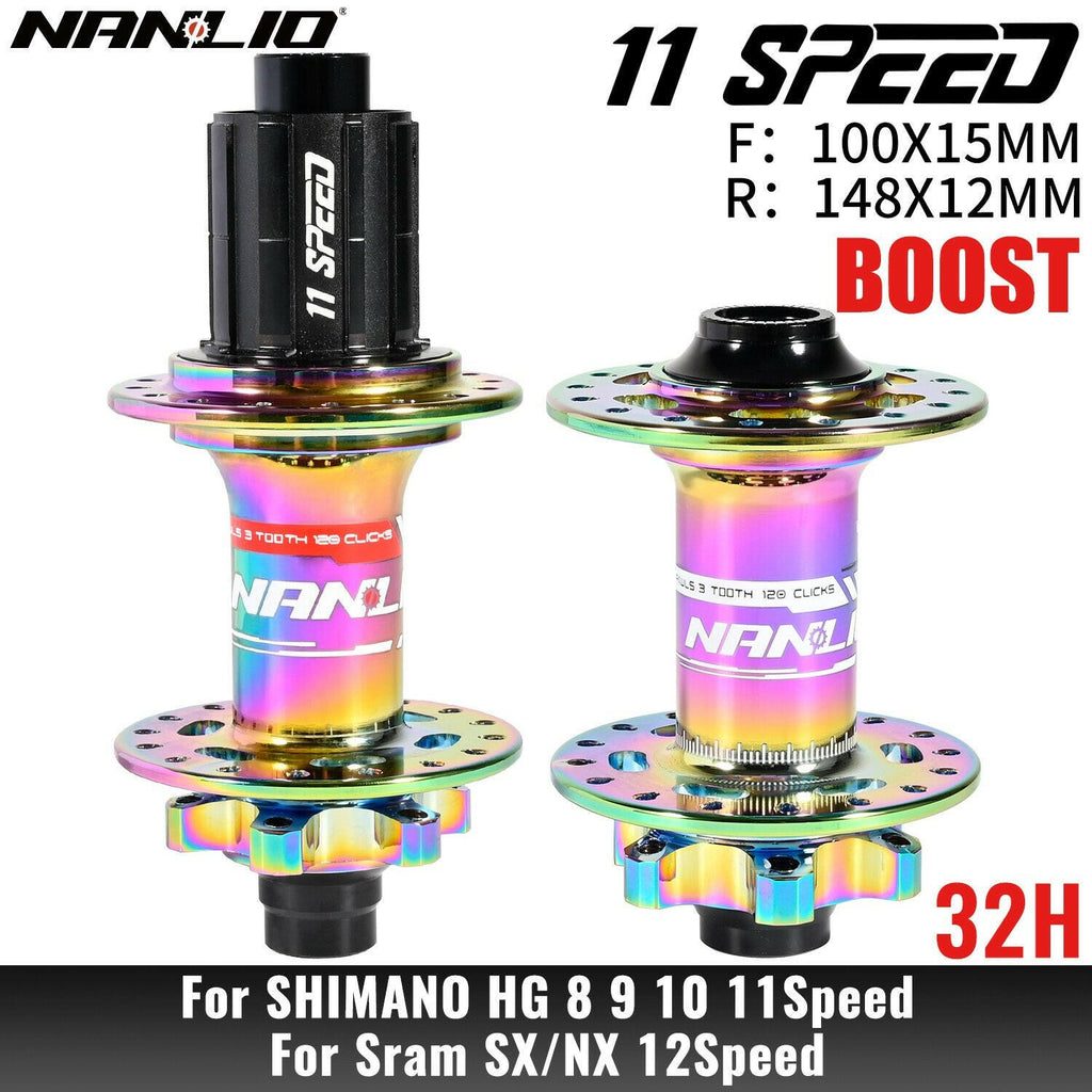 NanLio XM820 Boost Bicycle Hub Front 110x15MM Rear 12x148MM THRU TA 28H 32 Holes HG XD MS 8s 9s 10s 11s 12 Speed E-Bike Part-WAYBIKER