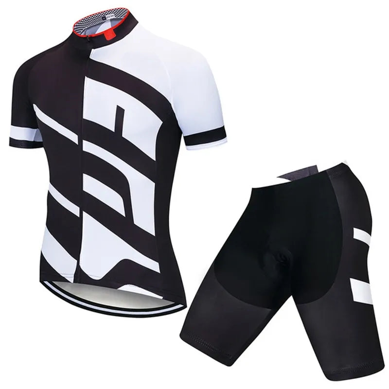 NEW Team 2024 Men Summer Short Sleeve Cycling Jersey Set MTB Maillot Ropa Ciclismo Bicycle Wear Breathable Cycling Clothing-WAYBIKER