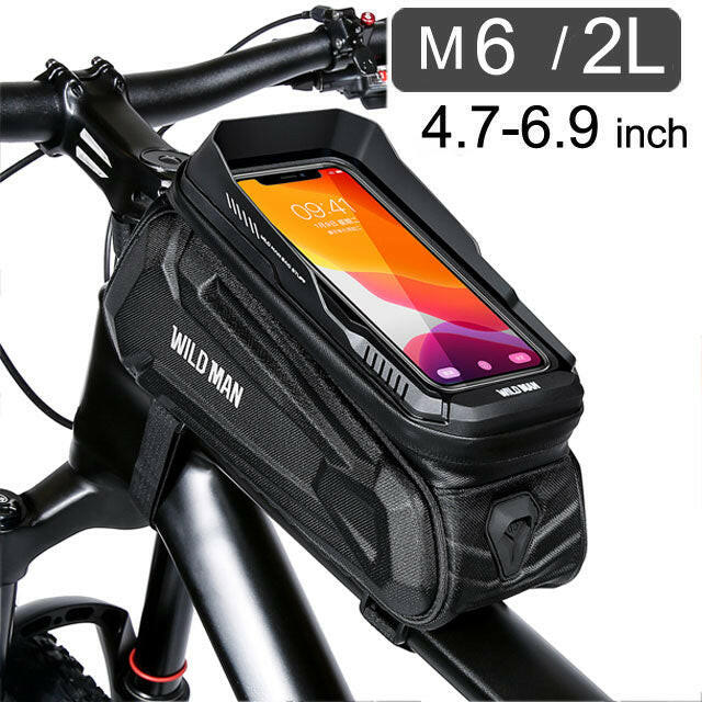 NEW WILD MAN Bicycle Bags Front Frame MTB Bike Bag Waterproof Touch Screen Top Tube Mobile Phone Bag For Cycling Accessories-WAYBIKER