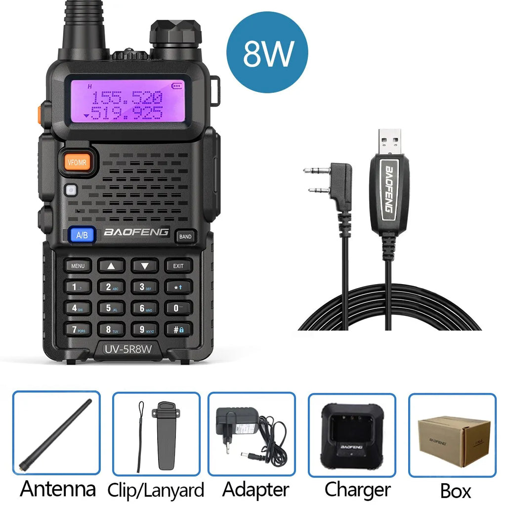 Baofeng Walkie Talkie UV 5R 5W 8W Dual Band Ham Two Way Radio Vhf Uhf FM Radio Handheld Transceiver Hunting 16KM-WAYBIKER