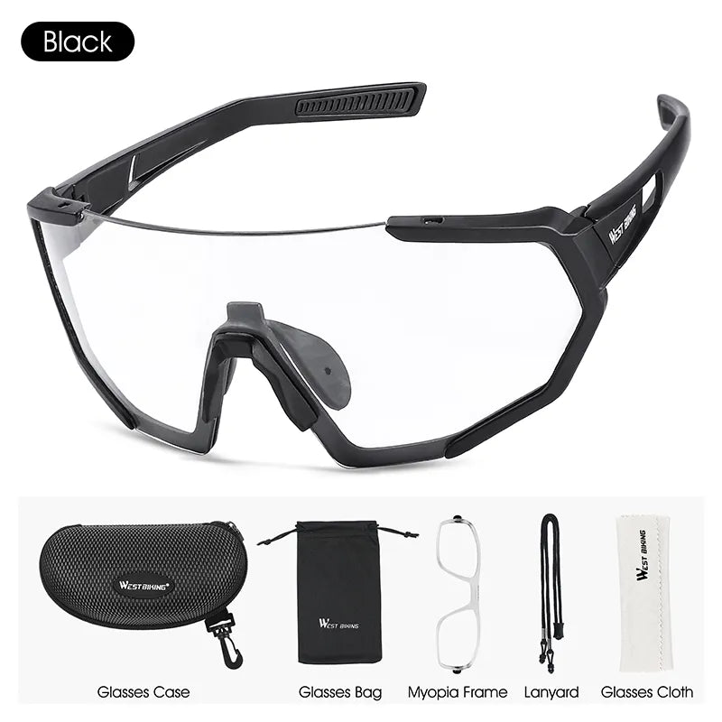 WEST BIKING Photochromic Cycling Glasses Bicycle Glasses Sports Men's Sunglasses MTB Road Cycling Eyewear Protection Goggles