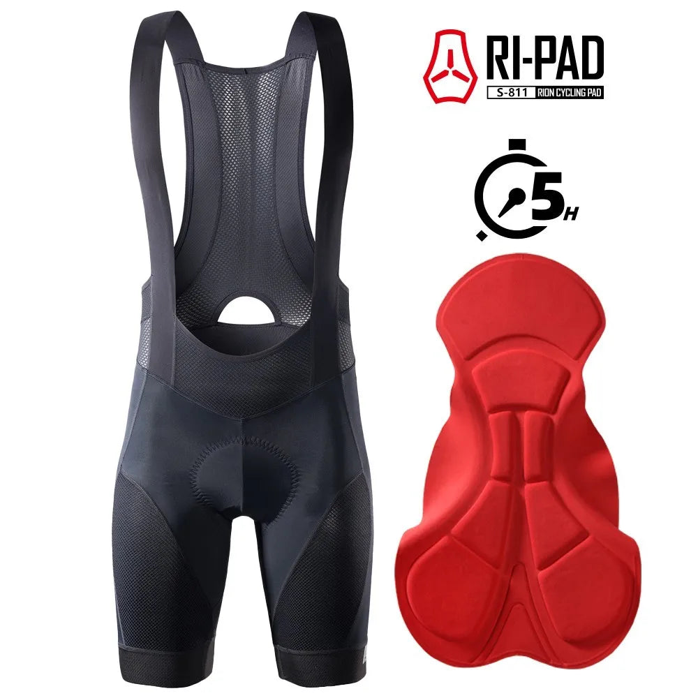 RION Cycling Shorts Men Ciclismo Masculina Bib Shorts Elastic Interface Cushion Long Distance MTB Padded Shorts Tights Slim Fit