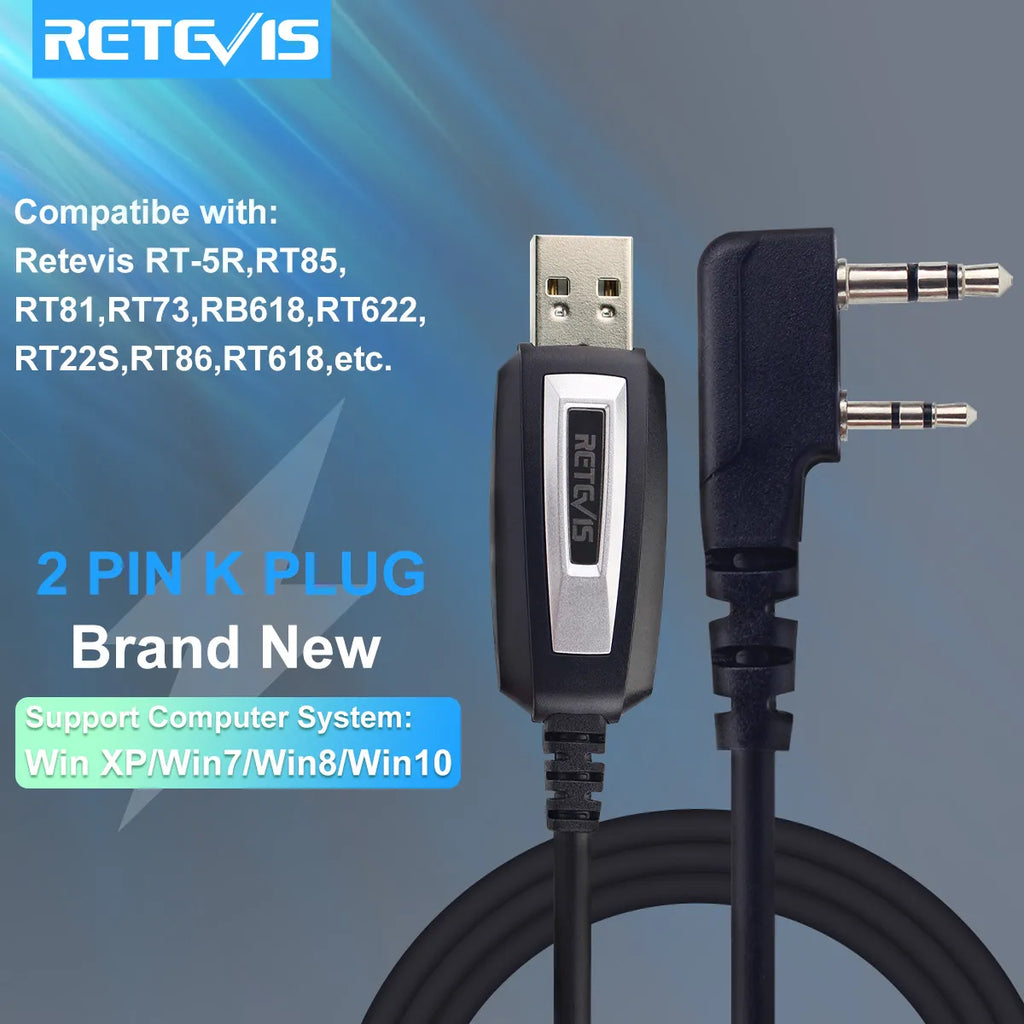 Walkie Talkie Two-pin USB Programming Cable For Kenwood Baofeng UV-5R UV-82 RETEVIS H777 RT22 RT15 RT81 For Win XP/7/8 System-WAYBIKER