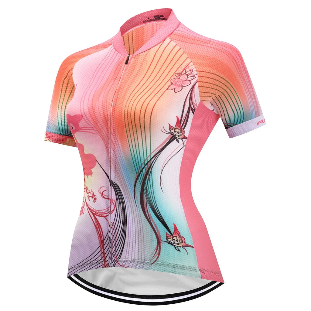 Women's Short Sleeve Cycling Jersey Summer Mountain Bike Outdoor Cycling Clothing Bicycle Clothing Quick-Dry Breathable Clothes-WAYBIKER