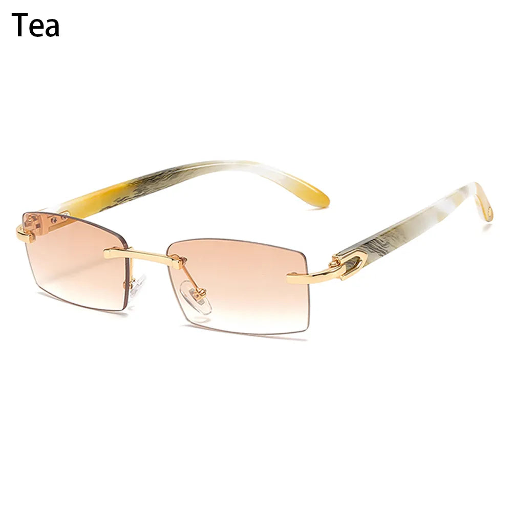 Trendy Punk Rimless Rectangle Sunglasses Men Women Fashion Shades UV400 Driving Sun Glasses Frameless Gradient Eyewear-WAYBIKER