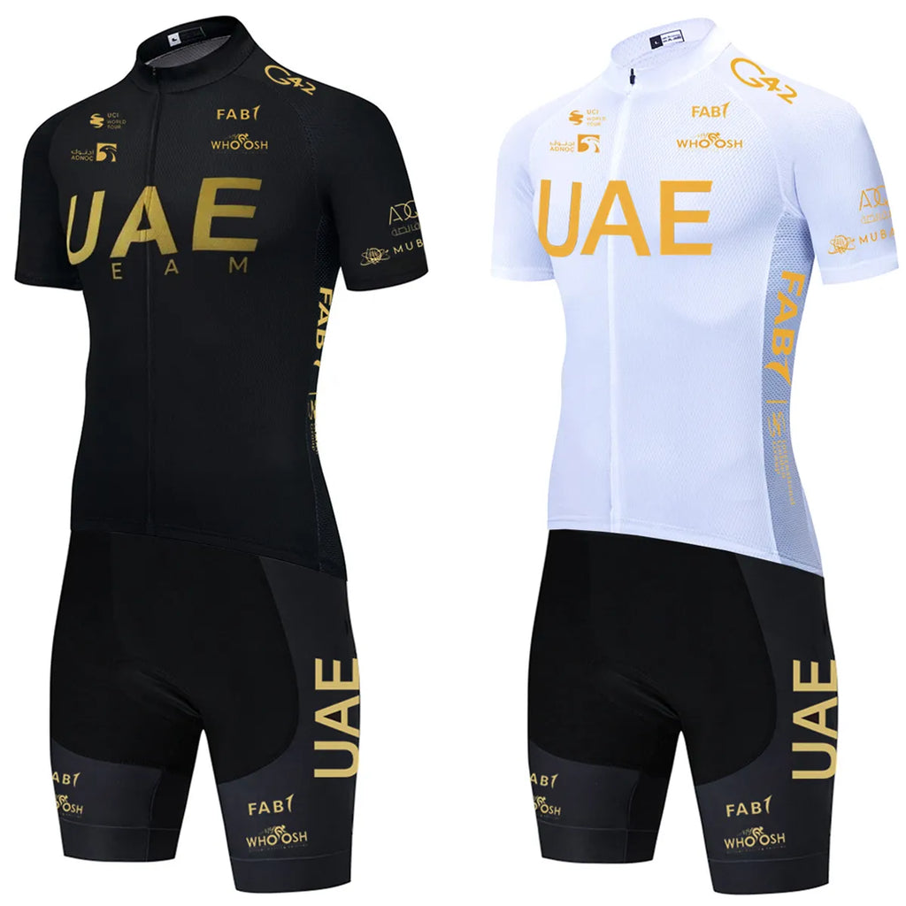 UAE Cycling Jersey Set 2023 Man's Team Short Sleeve Cycling Clothing MTB Bike Uniform Maillot Ropa Ciclismo Summer Bicycle Wear-WAYBIKER