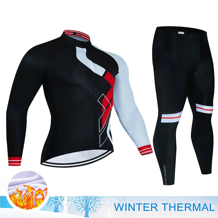 Winter Thermal Fleece Cycling Jersey Mtb Male Clothing Sports Set Complete 2023 Road Bike Men's Man Team Sportswear Bycicle Suit-WAYBIKER