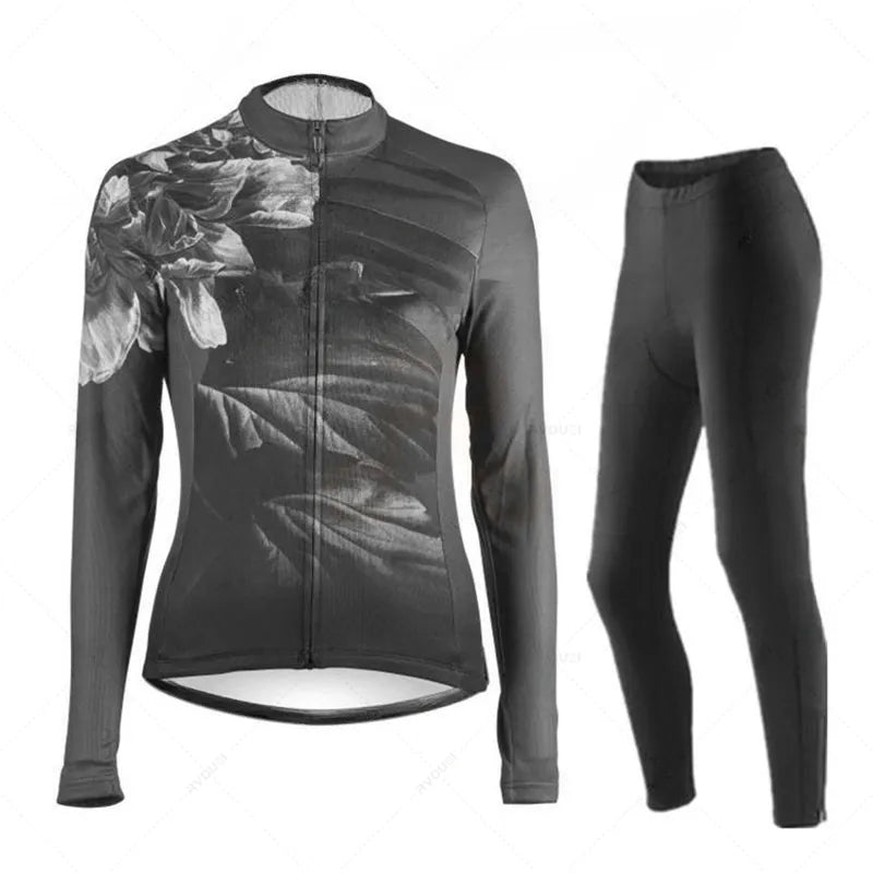 Women Autumn Cycling Jersey Set Long Sleeve Breathable Clothing MTB Maillot Ropa Ciclismo Bicycle Sportswear Bike Uniform-WAYBIKER