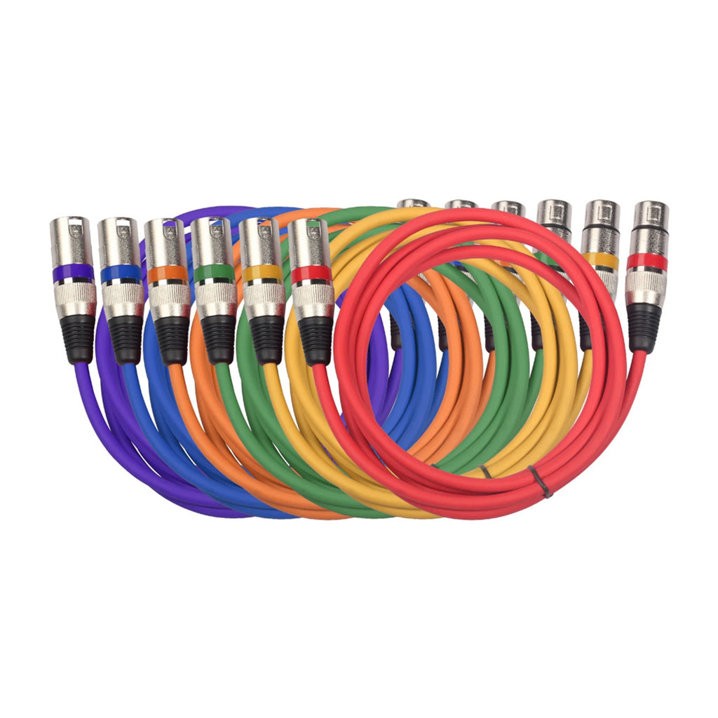 6pcs 1.5M/5ft XLR Cable DMX Stage Light Cable 3-Pin XLR Male to Female Plug Black PVC Jack for Microphone Mixer