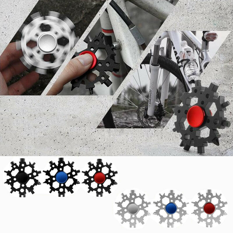 23-in-1 Stainless Steel Snowflakes Multi-tool Portable Snow Spinner Spanner Bottle Opener Outdoor EDC Survival Bike Repair Tools-WAYBIKER