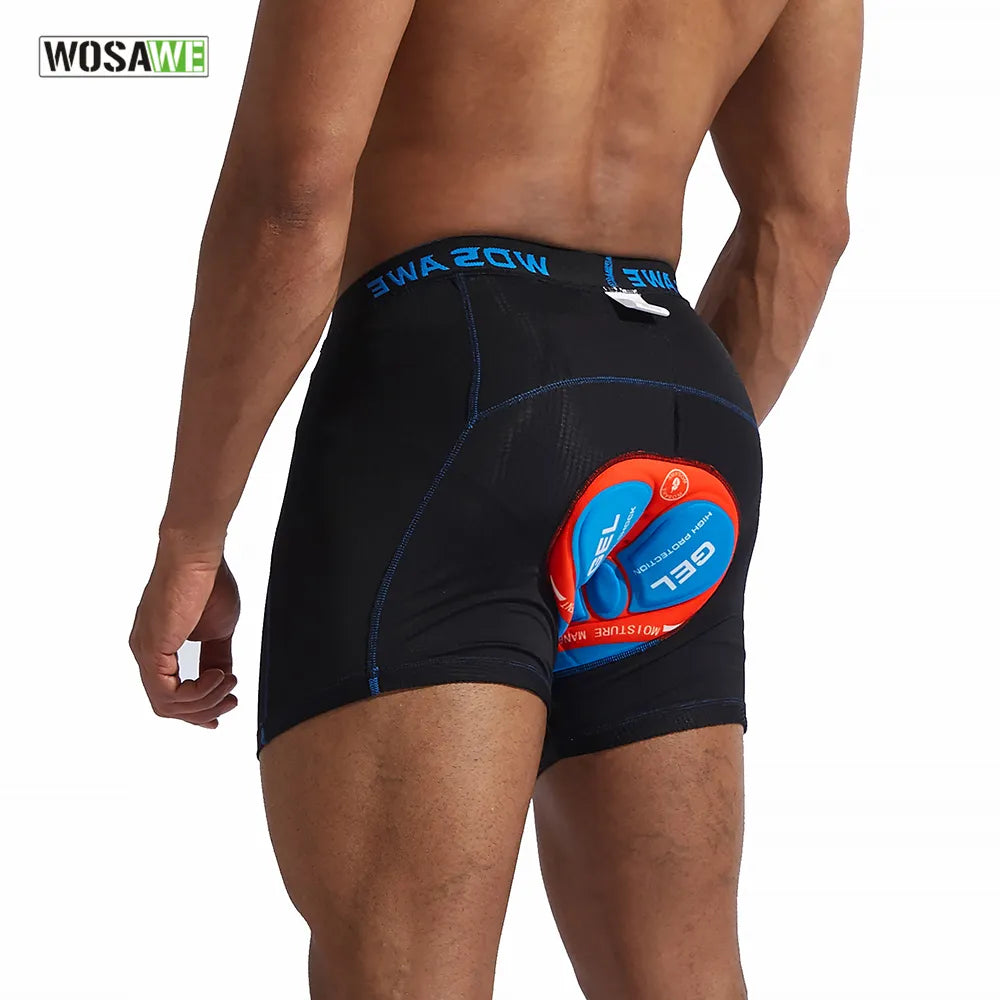 WOSAWE Cycling Underwear Men Cycling Under Shorts Breathable Bicycle Underpant Shockproof MTB Road Bike Riding Shorts GEL Pad-WAYBIKER