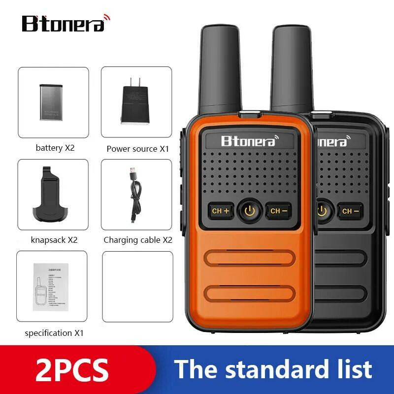 Btoera 2 Pcs Mini Walkie Talkie PMR 446 Portable Two-way Radio Ht PTT Walkie-talkies 5W 16CH UHF 400-470MHz Portable Radio for-WAYBIKER