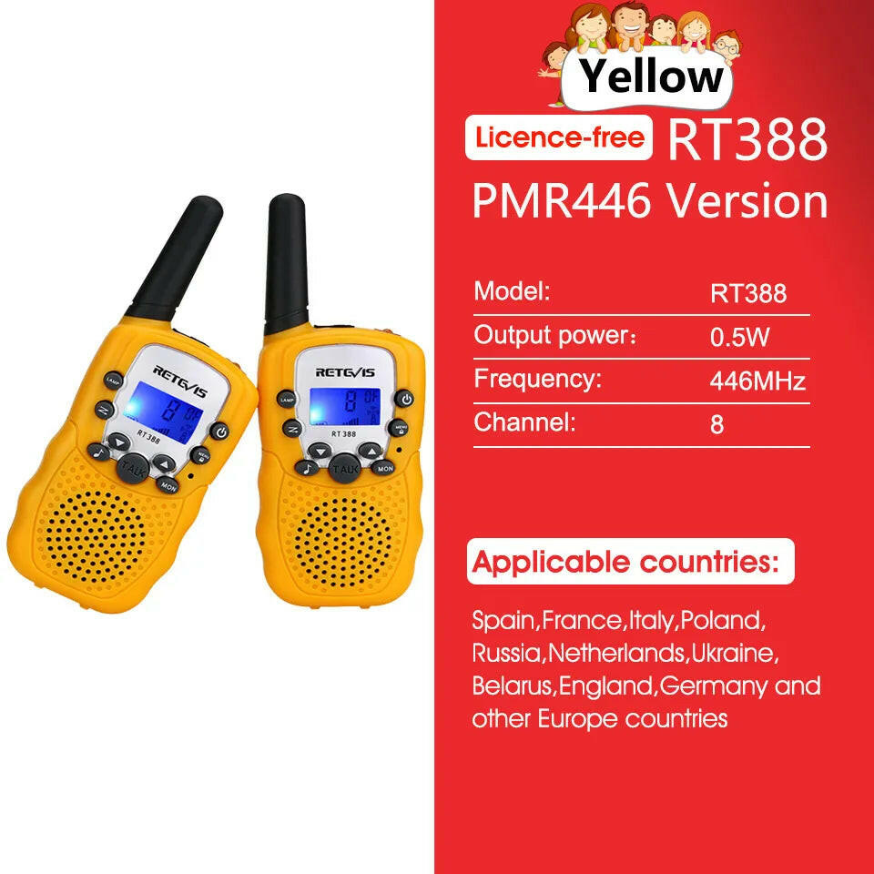 RETEVIS RT388 Walkie Talkie Children 2 Pcs Children's Radio Receiver Walkie-Talkie Kids Birthday Gift Child Toys for Boys Girls-WAYBIKER