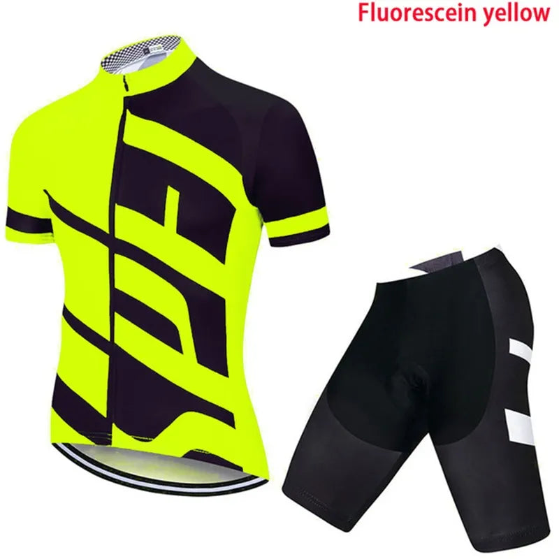 NEW Team 2024 Men Summer Short Sleeve Cycling Jersey Set MTB Maillot Ropa Ciclismo Bicycle Wear Breathable Cycling Clothing-WAYBIKER