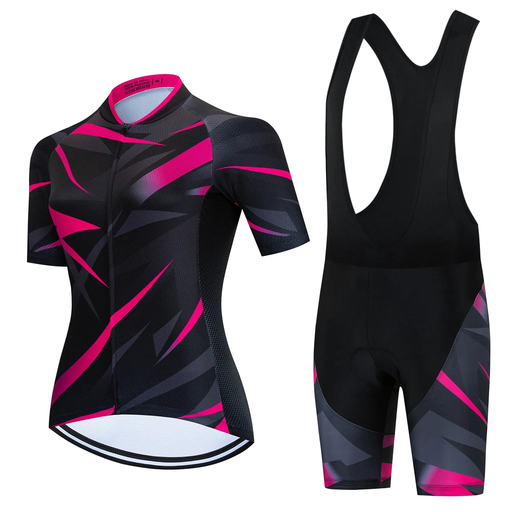 2024 Women Cycling Jersey Bicycle Clothes Female Ciclismo Short sleeve suit Road Bike Clothing Riding Shirt Team girl Jersey set-WAYBIKER