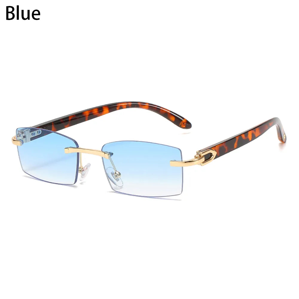 Trendy Punk Rimless Rectangle Sunglasses Men Women Fashion Shades UV400 Driving Sun Glasses Frameless Gradient Eyewear-WAYBIKER