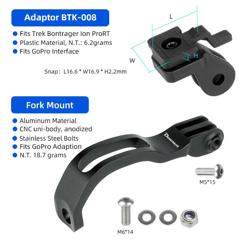 Adaptor for Trek Bontrager Ion Prort Fits GoPro Adaption Bicycle Headlight Stand Handlebar Stem Fork Helmet Saddle Mount