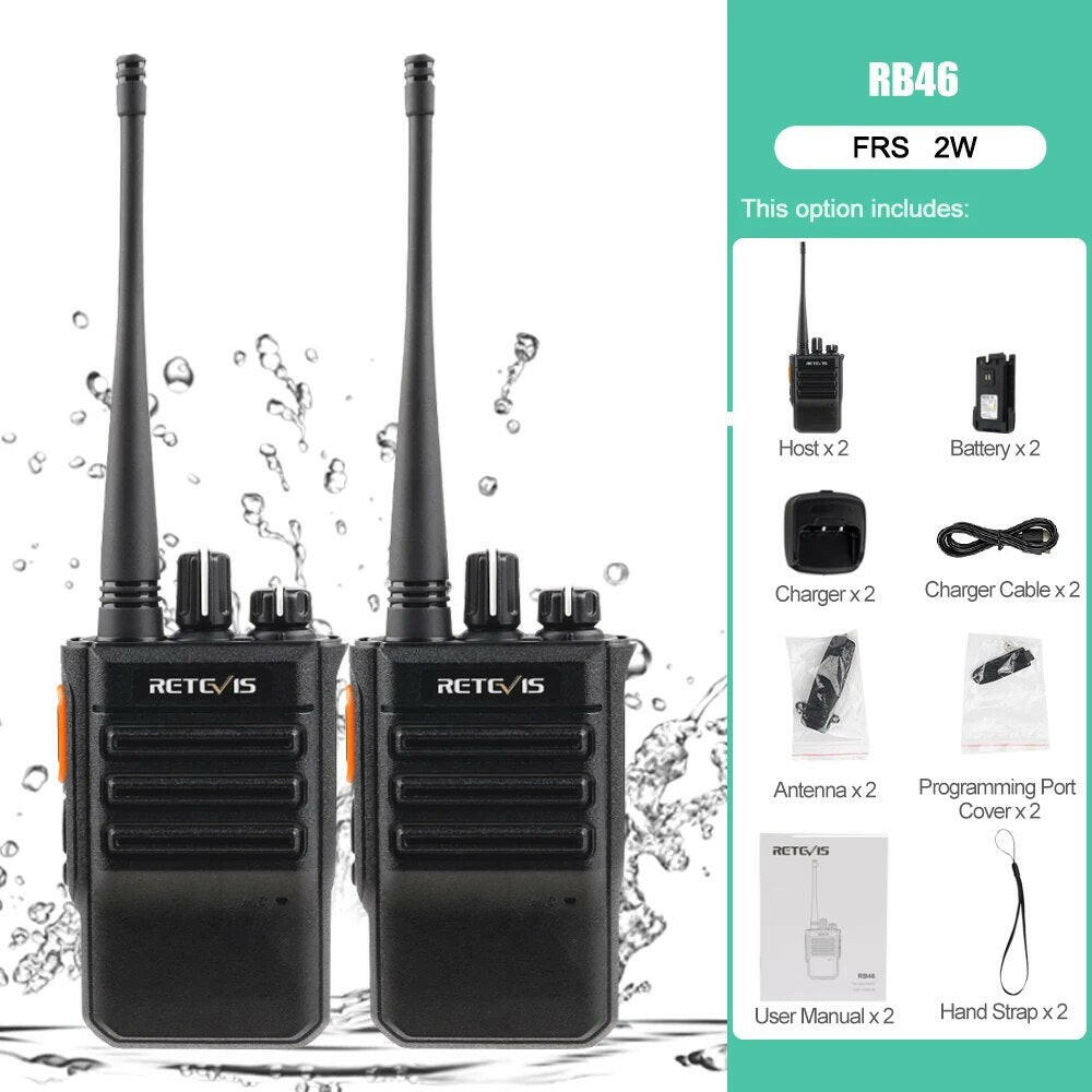 Walkie Talkie Retevis RB646 Long Range IP67 Waterproof PMR446 Walkie-talkie License Free 16CH Two Way Radio for Construction-WAYBIKER