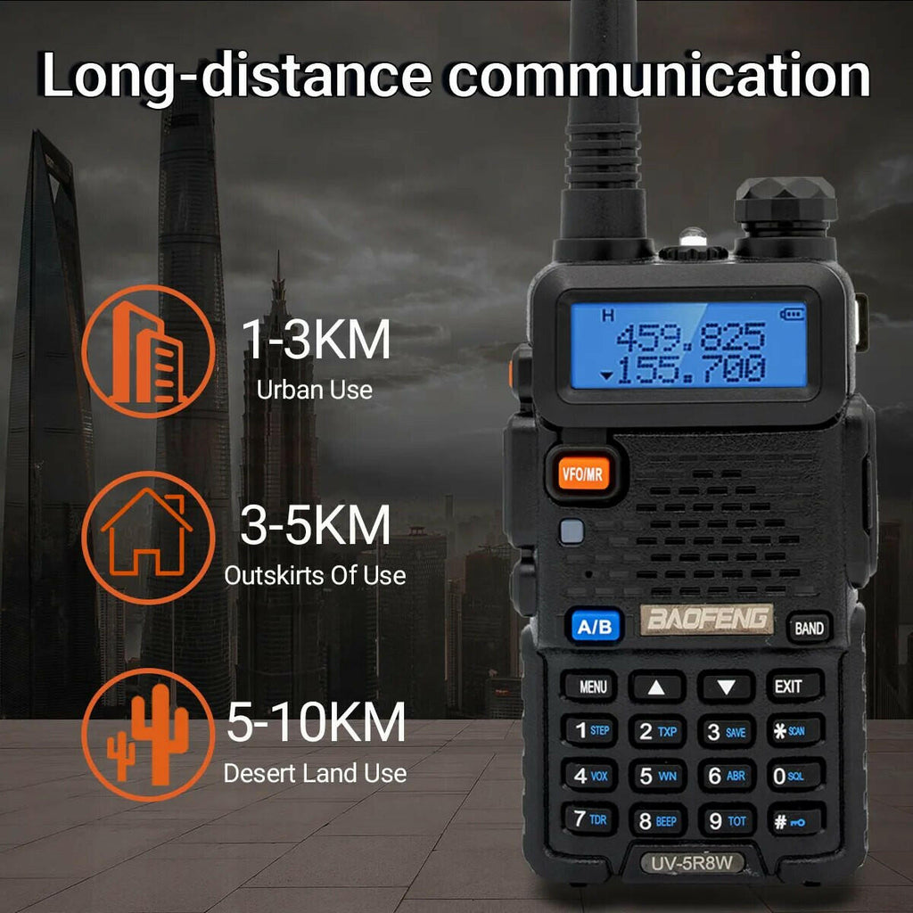 Baofeng UV-5R Long Range Ham Amateur With FM Radio 10KM Long Range Portable Two Way Radio Baofeng UV- 5R CB Radio Walkie Talkie-WAYBIKER