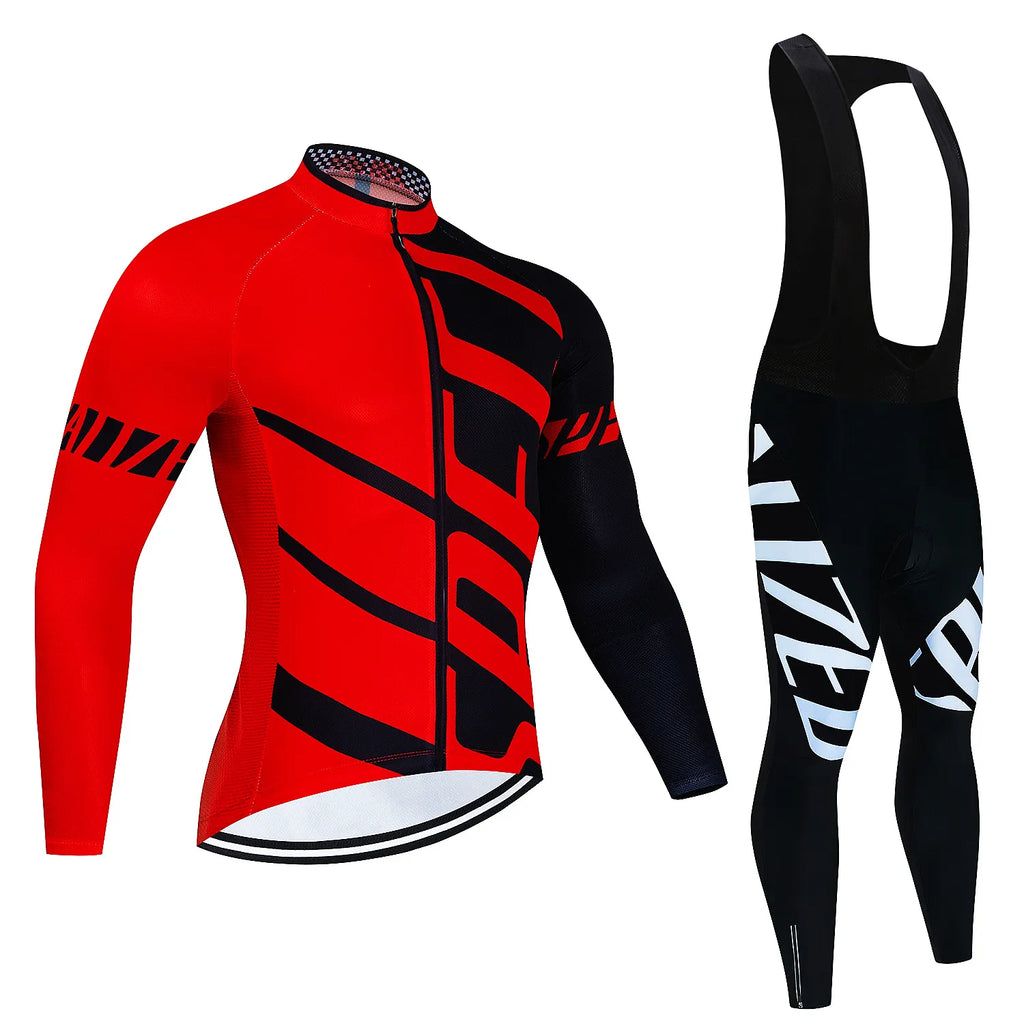 Fualrny Pro Cycling Jersey Set Long Sleeve Breathable MTB Bike Clothes Wear Bicycle Cycling Clothing Ropa Maillot Ciclismo-WAYBIKER