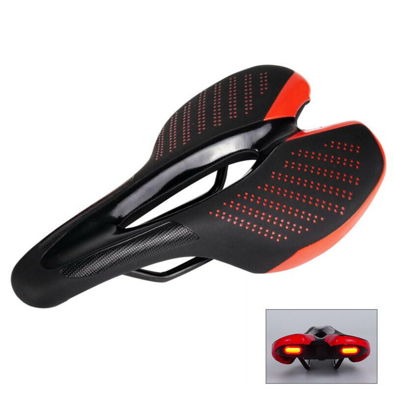 ZHIQIU Bike Saddle With Tail Light Comfortable MTB Saddle Lightweight Bicycle Saddle Seat Cycling Bike Parts