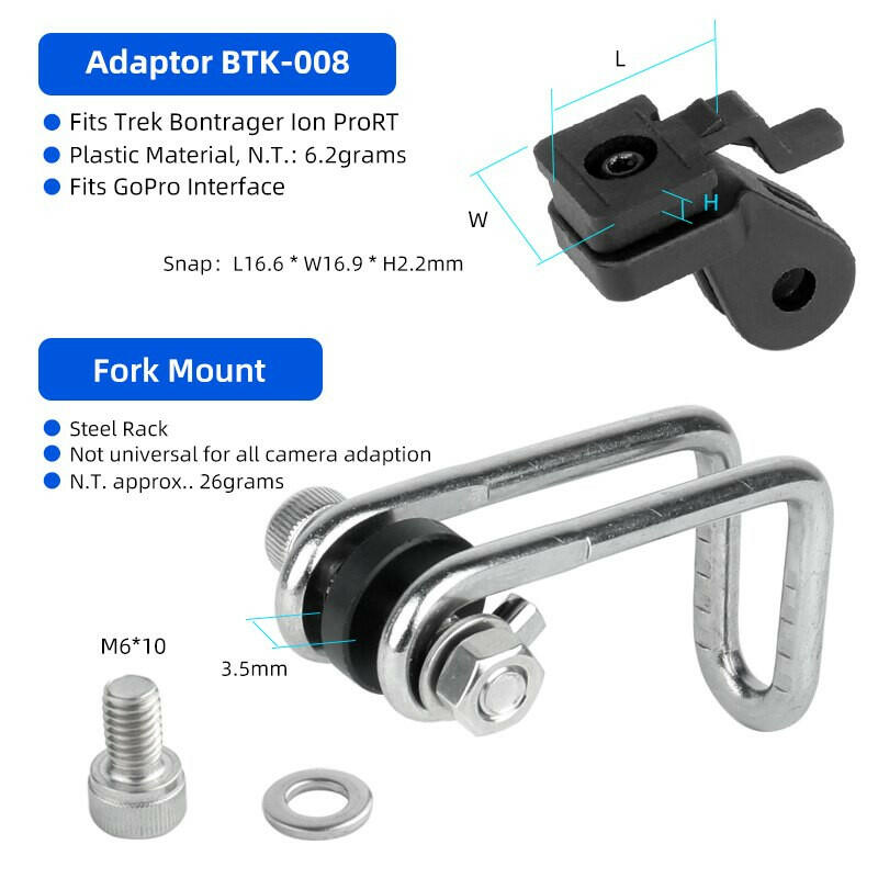 Adaptor for Trek Bontrager Ion Prort Fits GoPro Adaption Bicycle Headlight Stand Handlebar Stem Fork Helmet Saddle Mount