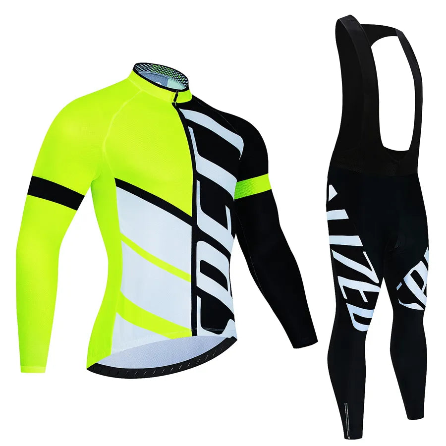 Team Thin Long Sleeve Cycling Jersey Set Ropa Ciclismo Men Bicycle Clothing Suit Jerseys Road Bike Uniform-WAYBIKER