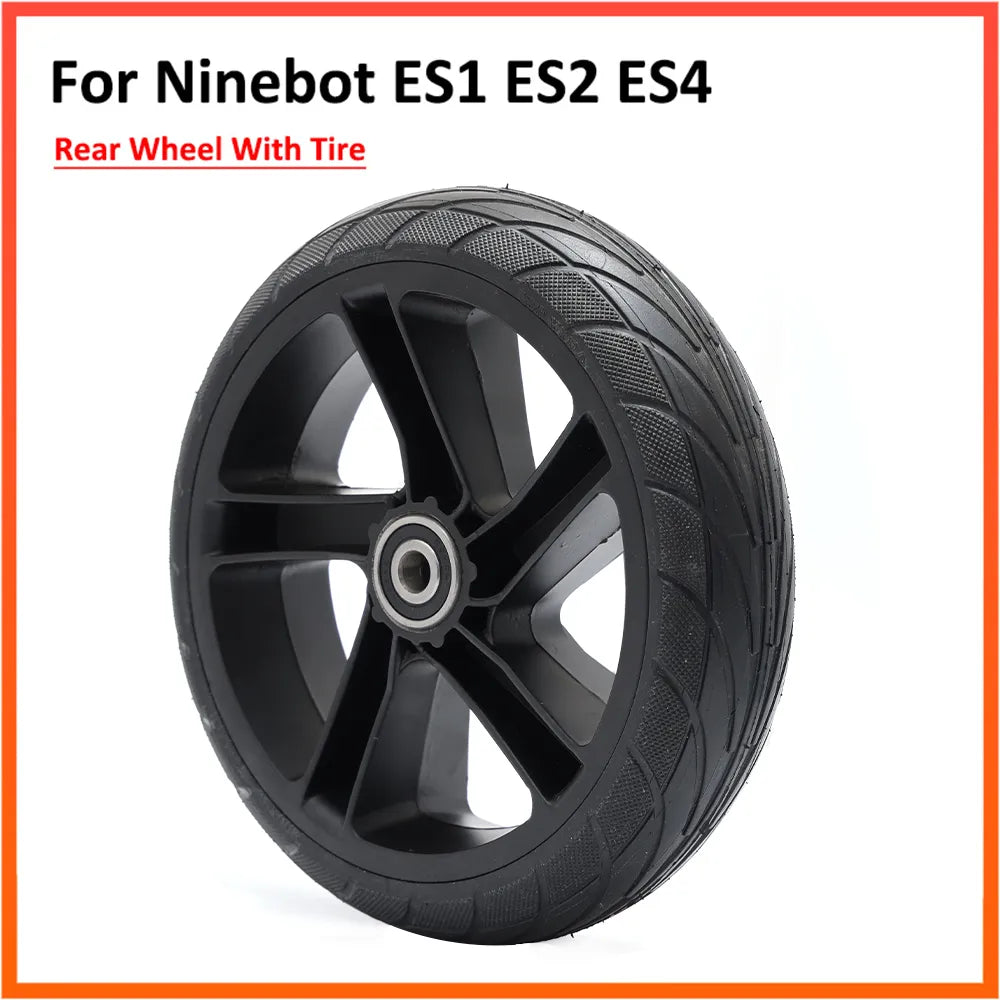 Rear Wheel With Tire Assembly for Ninebot ES1 ES2 ES4 Electric Scooter 8 Inch 200x50 Solid Tire Alloy Hub Replacement Parts-WAYBIKER